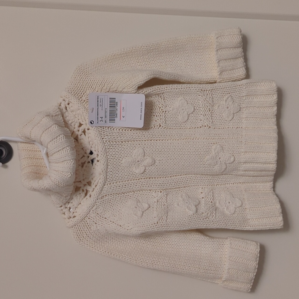 NWT Za Girls white knit turtleneck sweater Sz 3-4 yrs